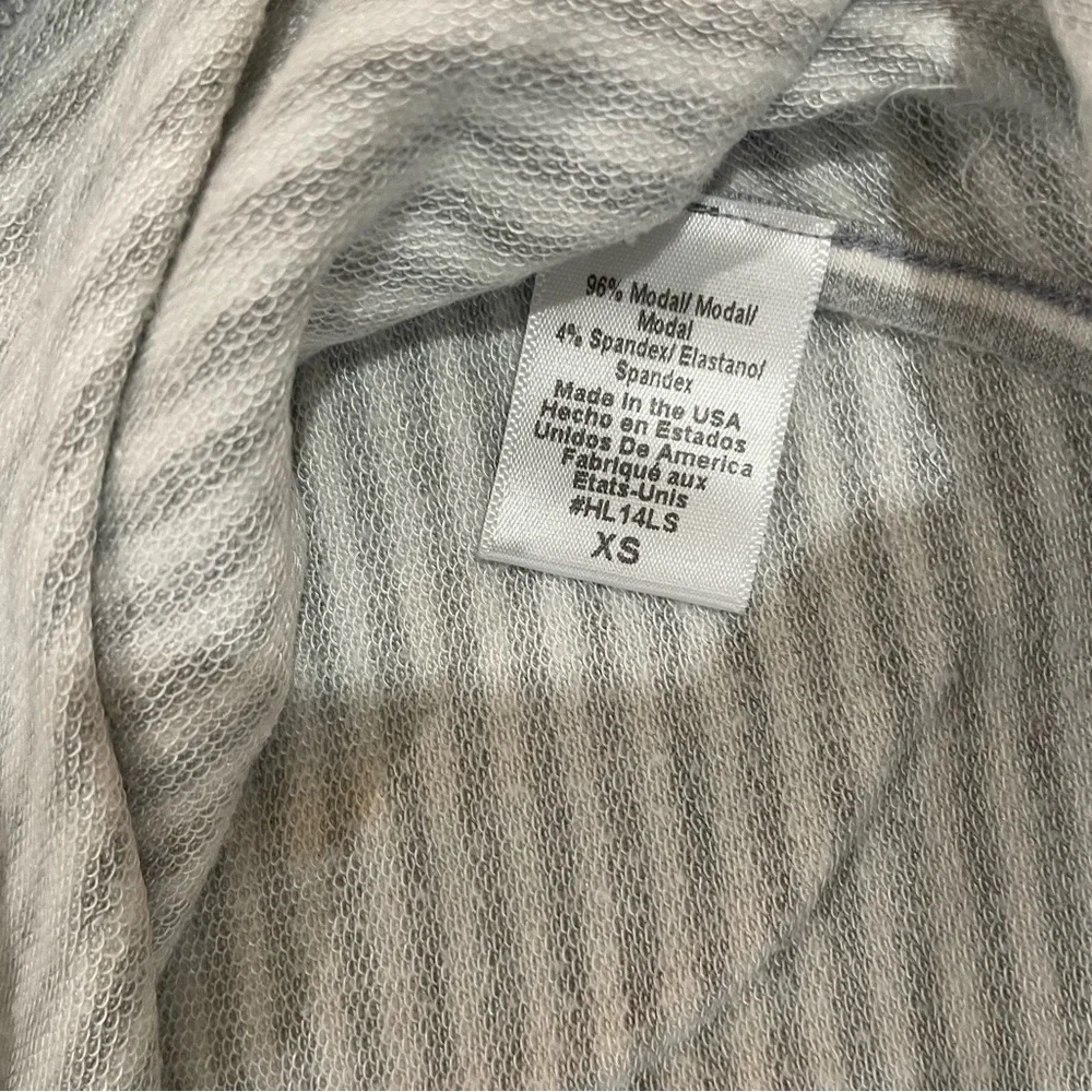 Beyond Yoga Gray Striped Tank Top w/hood & large open arm holes - Picture 2 of 8